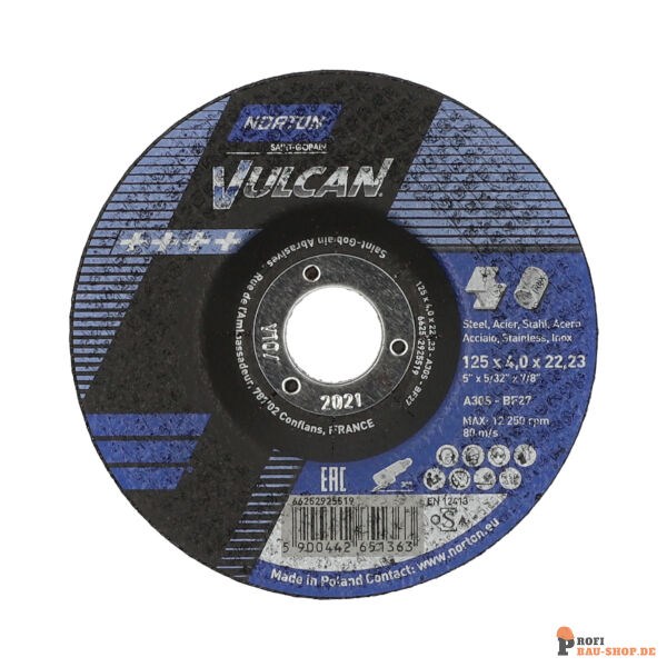 nortonschleifmittel/NORTON_schleifmittel_66252925519 Norton VULCAN  Portable grinding wheels 125x4x22.2mm 30 GRIT_122538